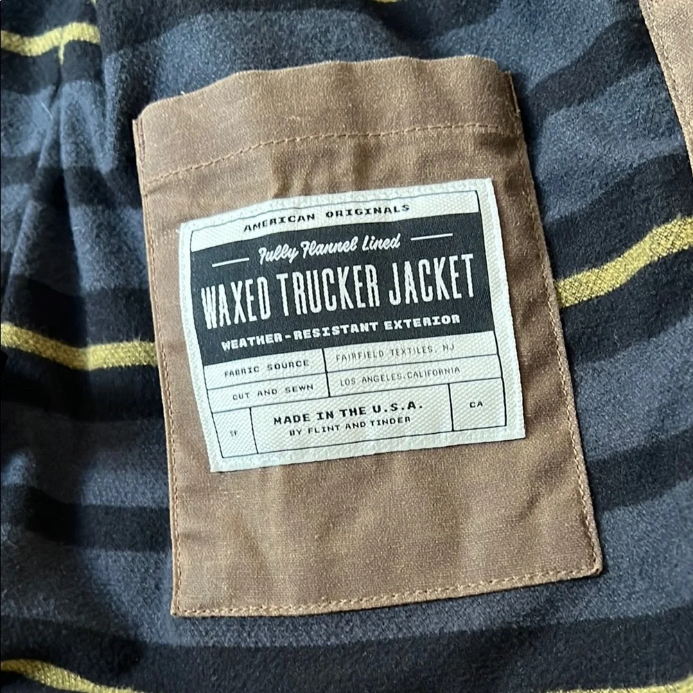 Flint & Tinder Waxed Trucker Jacket Soze Large - Picture 3 of 5